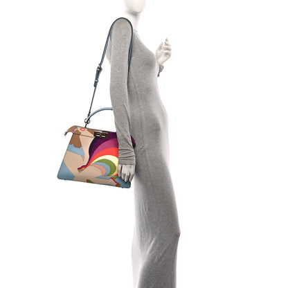 Fendi Vitello Seta Nappa Bi-Color Rainbow Girl Inlay Medium Peekaboo I SEE U Satchel Azzurro Baby Multicolor 2 of 11
