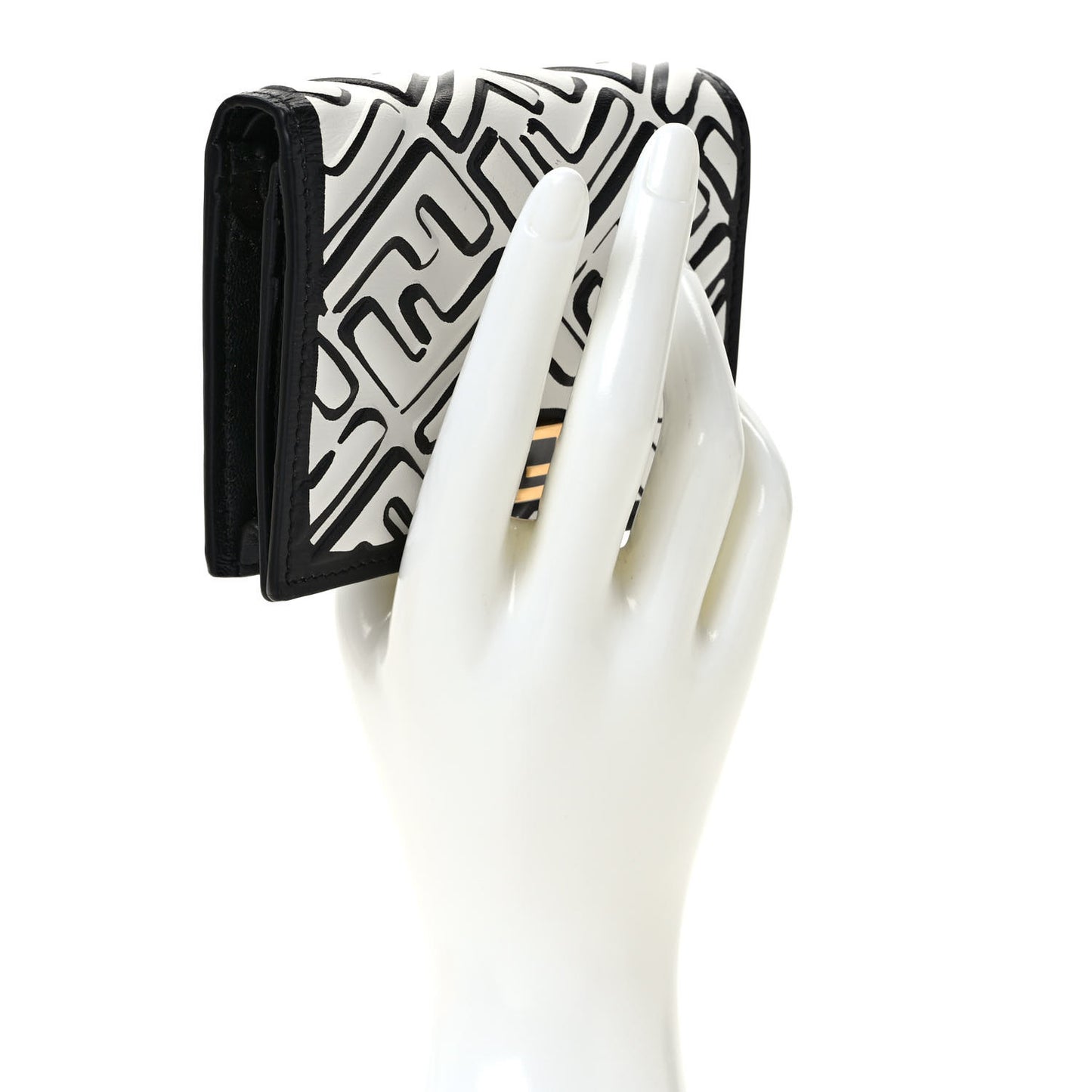 X JOSHUA VIDES Nappa FF Embossed Baguette Wallet White Black