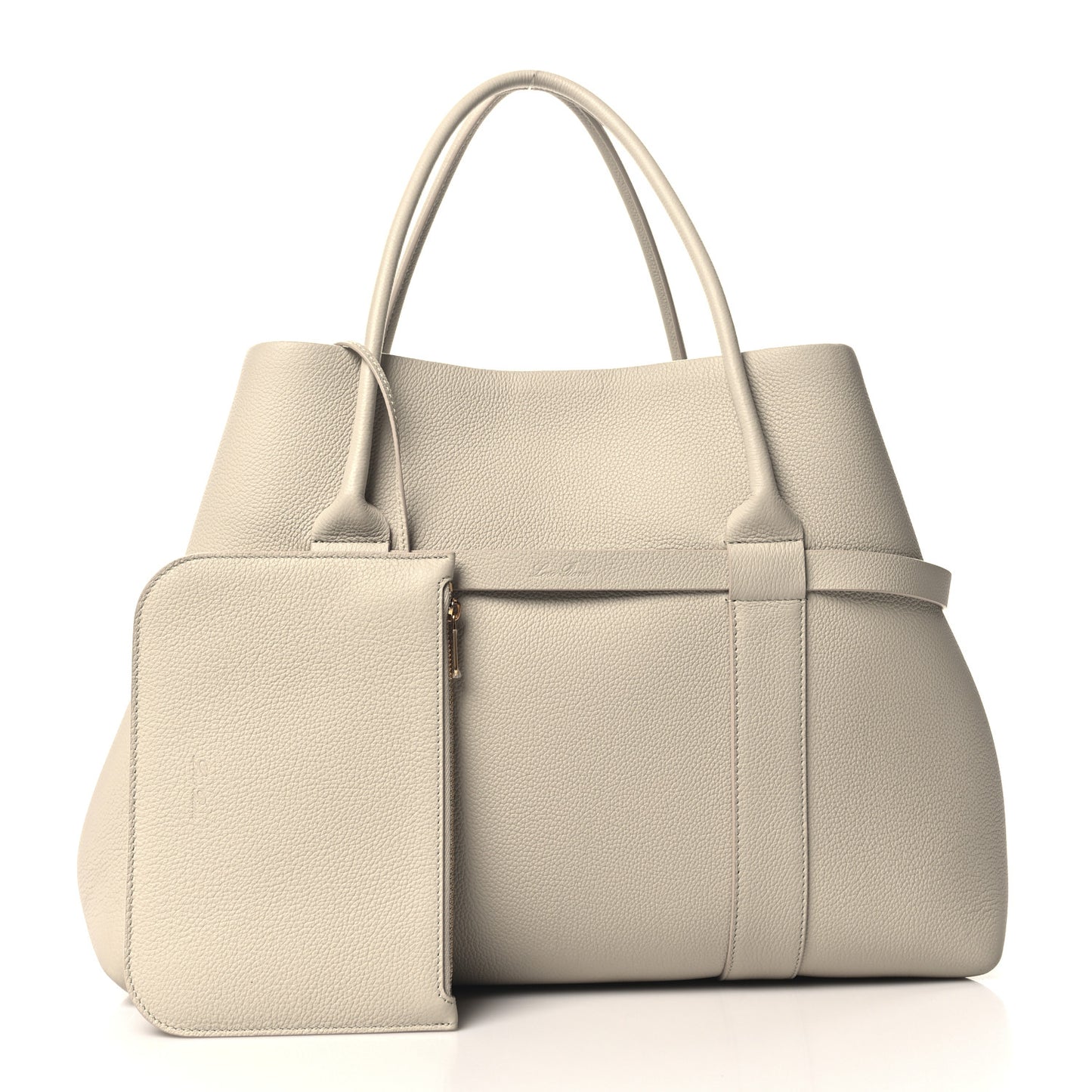 Grained Calfskin Large Ghiera Shopper Tote Light Travertine Sun Gold