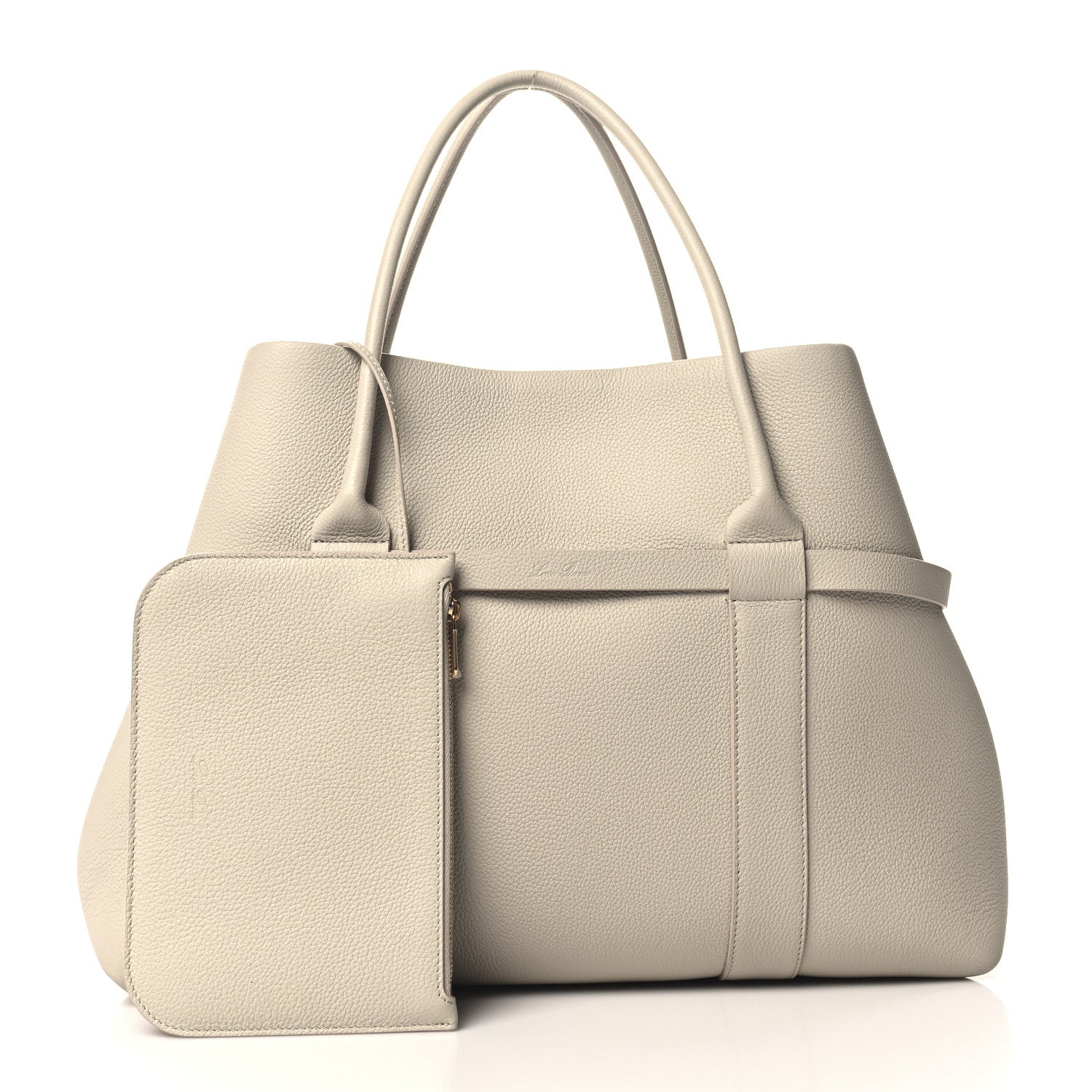 Loro Piana Grained Calfskin Large Ghiera Shopper Tote Light Travertine Sun Gold 3 of 11