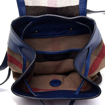 Burberry Grainy Calfskin Jute Mega Check Girls Mini Backpack Blue 4 of 11