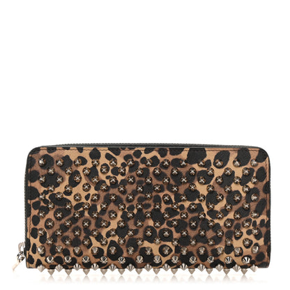 Christian Louboutin Calfskin Panettone Spiked Zip Around Wallet Leopard 1 of 9