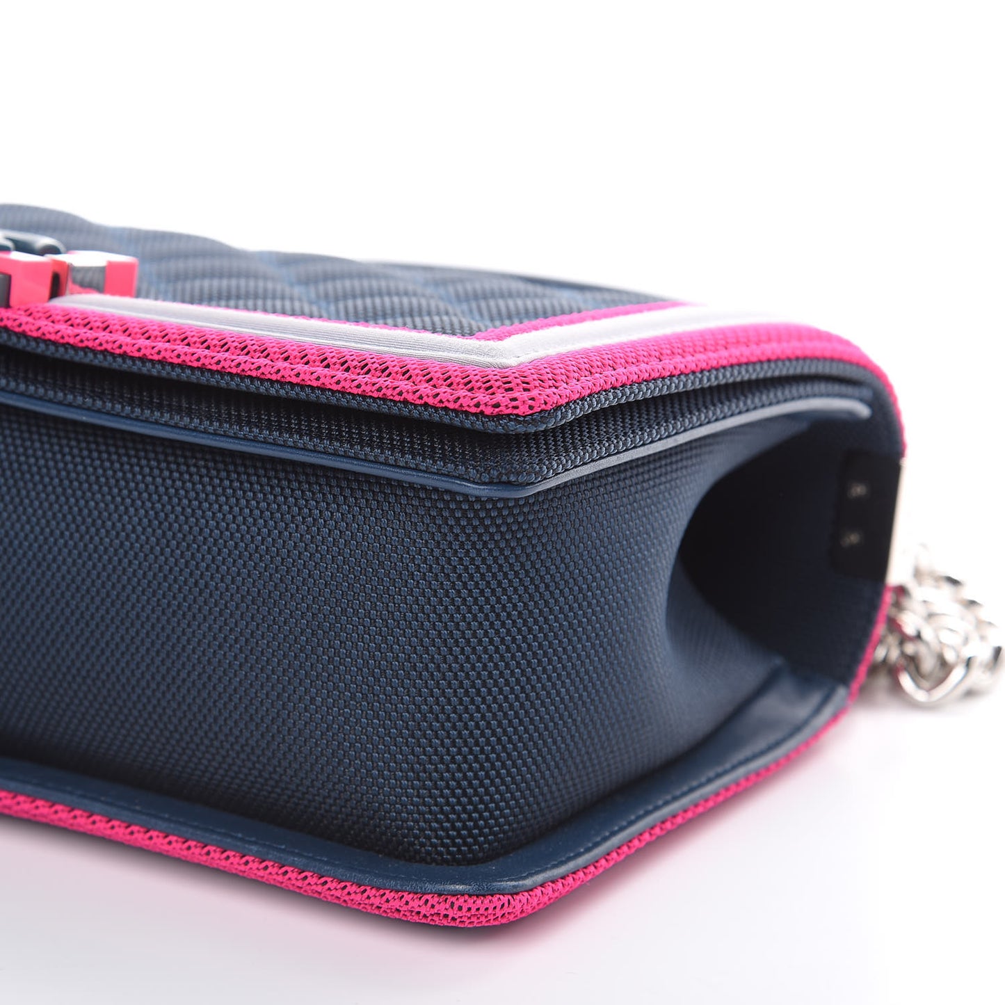 Canvas Quilted Medium Fluo Boy Flap Dark Navy Fuchsia Grey