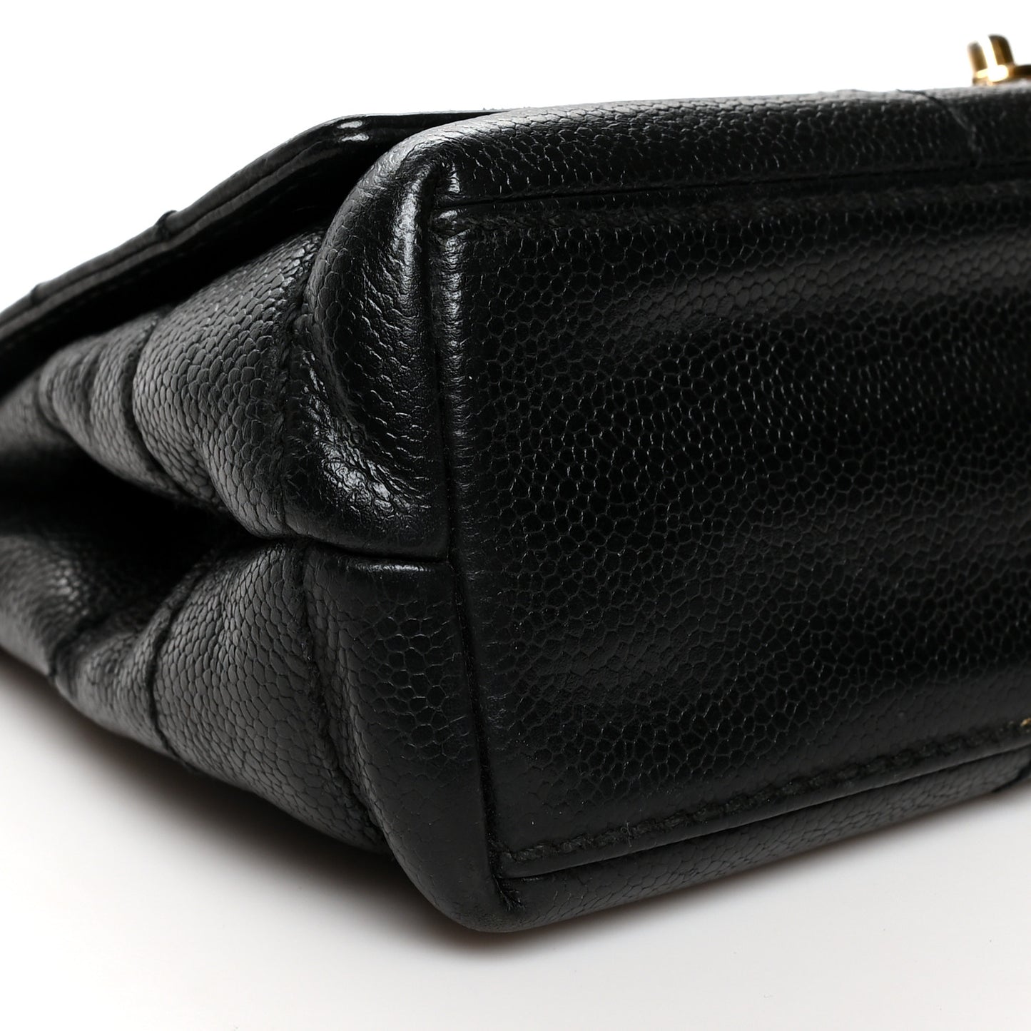 Caviar Square Stitched Small Flap Black