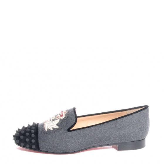 Flannel Spiked Intern Flat Loafers 41 Grey