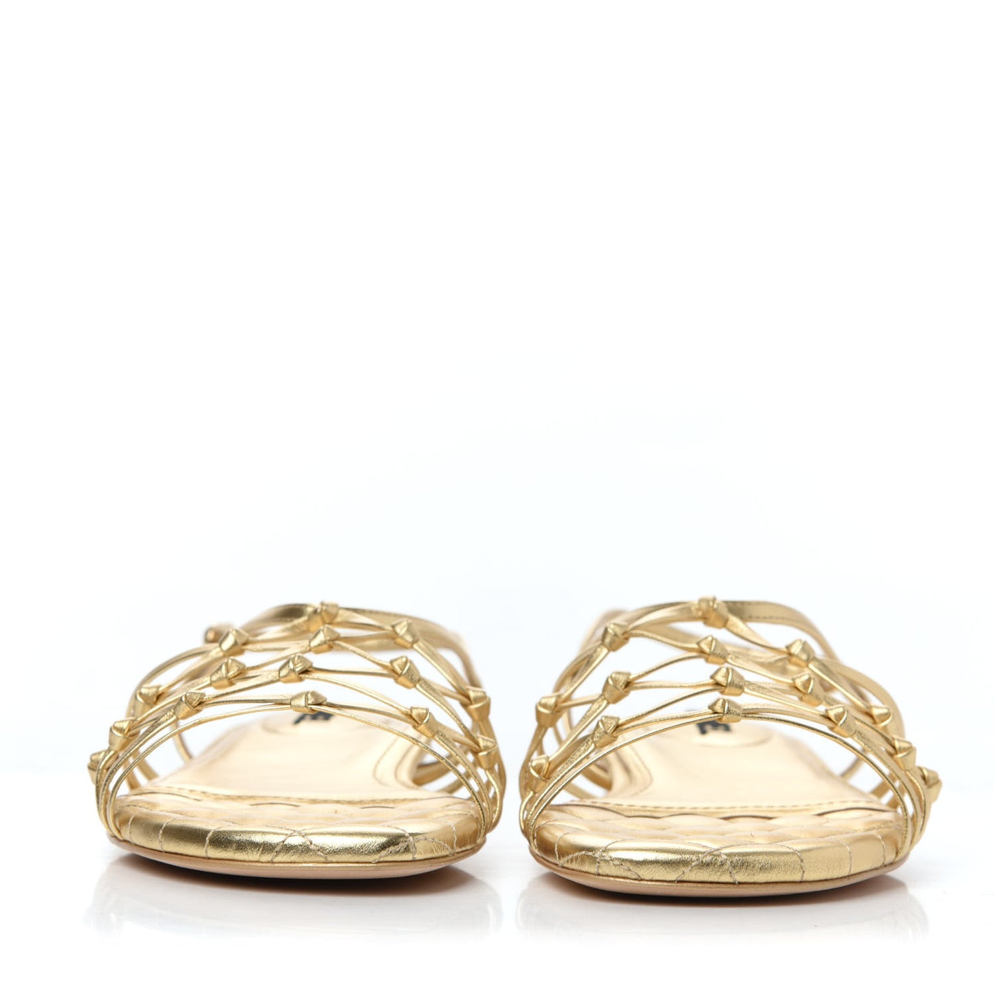 Laminated Lambskin CC Sandals 39.5 Gold