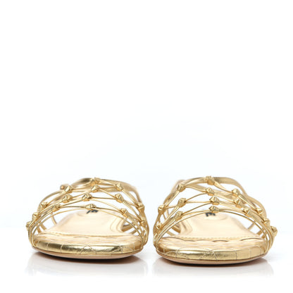 Chanel Laminated Lambskin CC Sandals 39.5 Gold 4 of 30