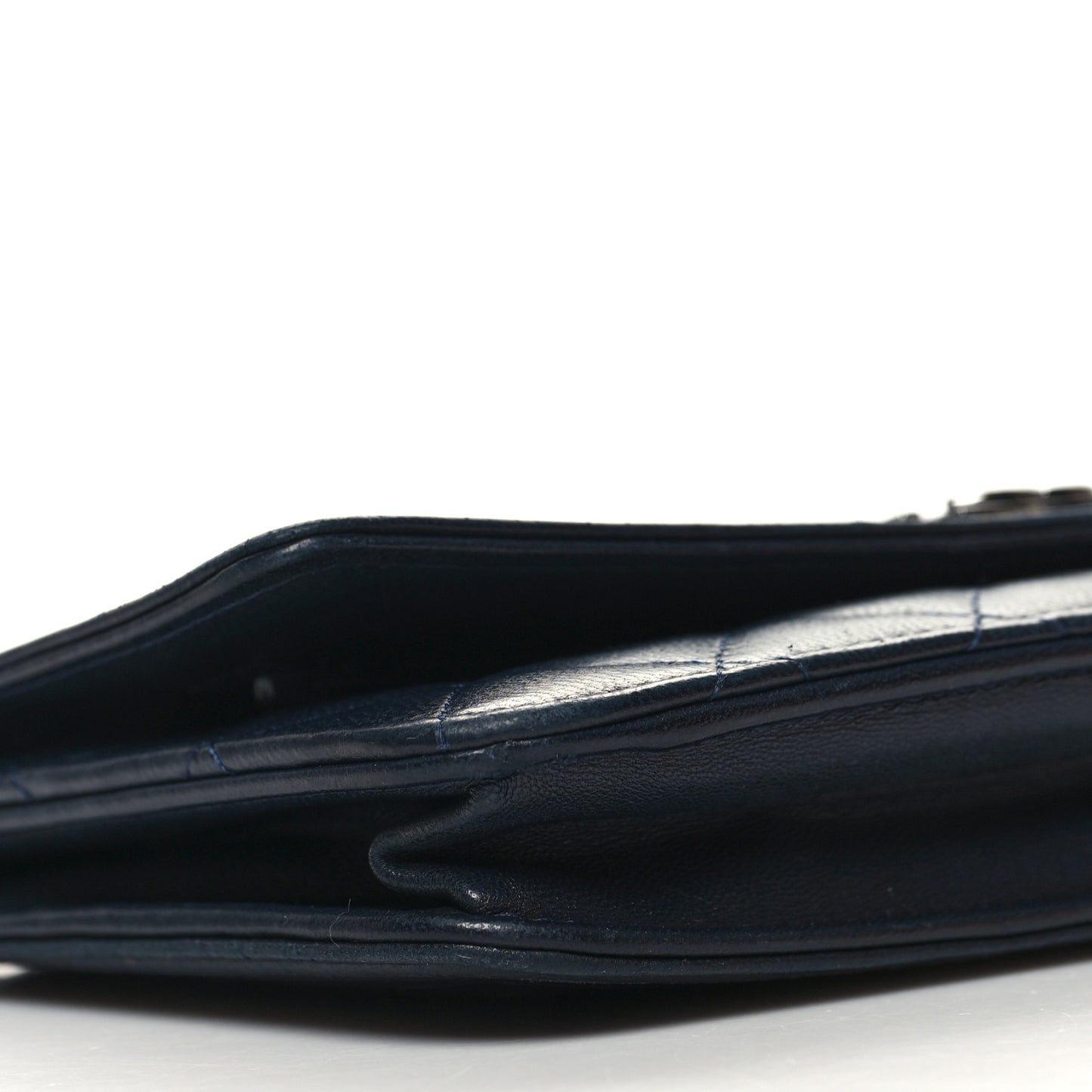 Lambskin Quilted Boy Wallet On Chain WOC Navy Blue