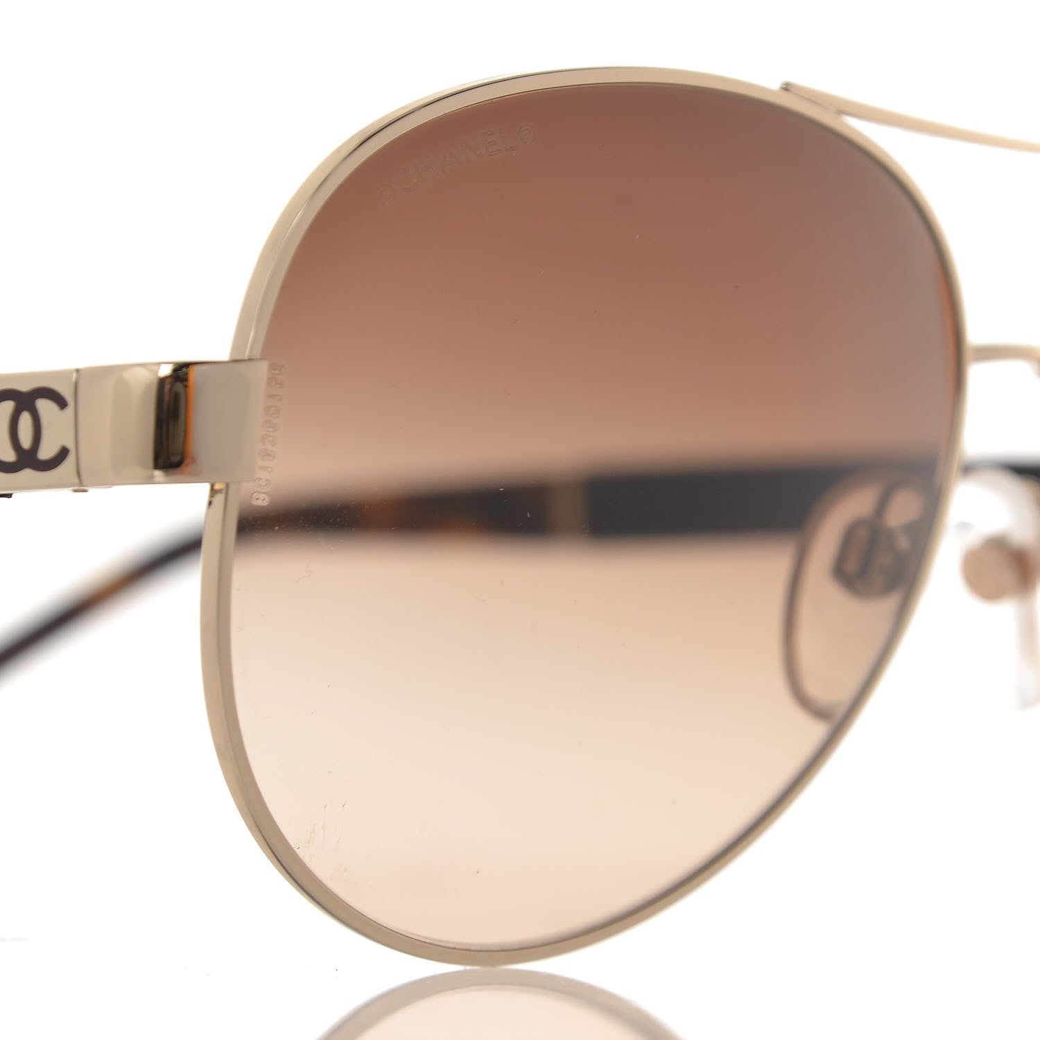 Chanel Lambskin Quilted CC Aviator Sunglasses 4195-Q Brown Gold 7 of 8