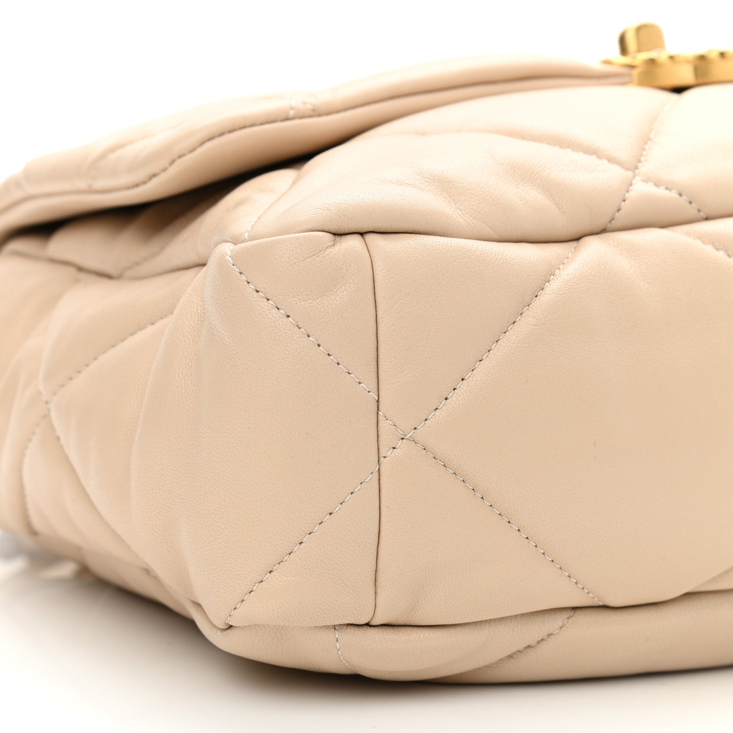 Lambskin Quilted Large Chanel 19 Flap Beige