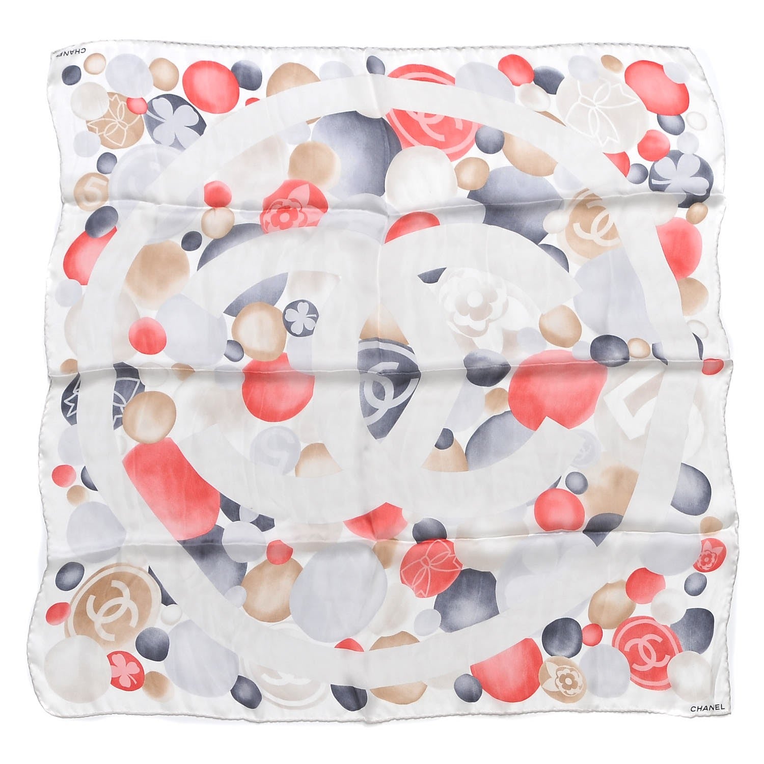 Chanel Silk CC Scarf White 1 of 5