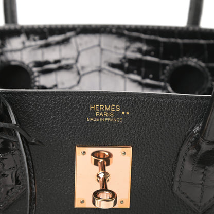 Hermes Taurillon Novillo Shiny Niloticus Crocodile Birkin Touch 30 Black 6 of 11