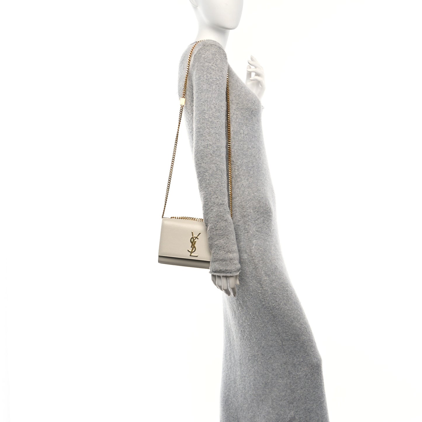 Grain De Poudre Small Monogram Kate Satchel Crema Soft