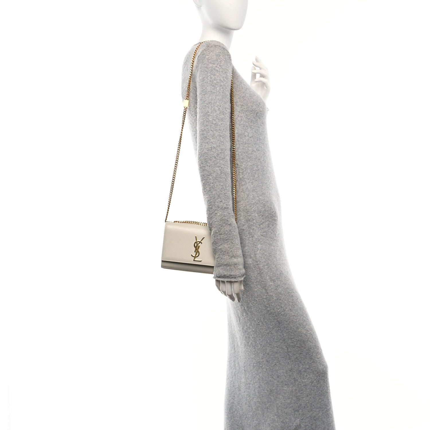 Saint Laurent Grain De Poudre Small Monogram Kate Satchel Crema Soft 2 of 10
