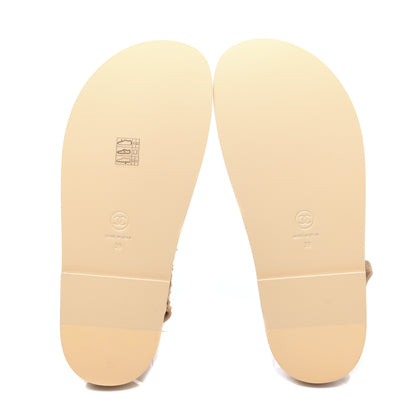 Chanel Braided Fabric Velcro Dad Sandals 39 Beige 9 of 13