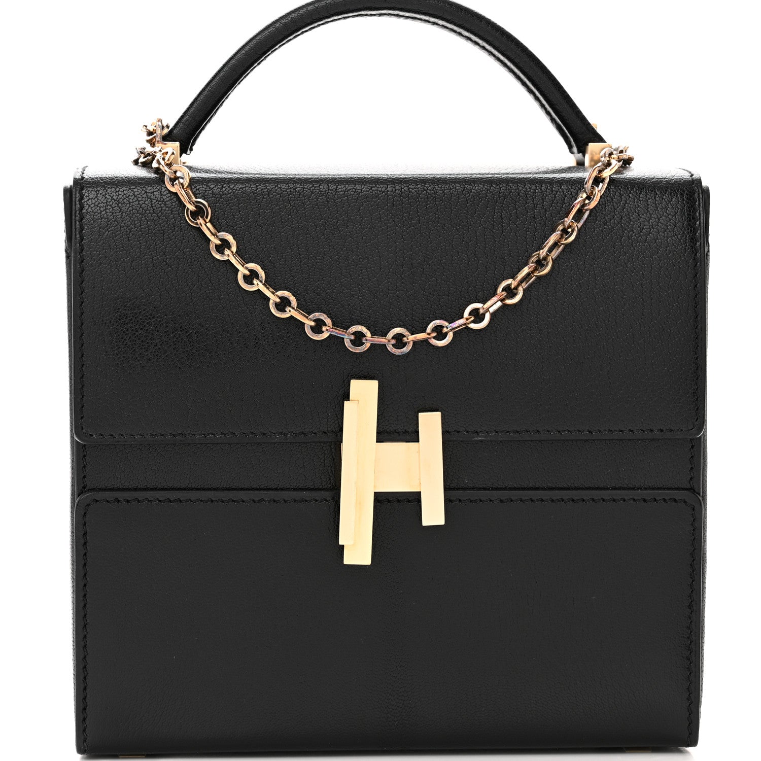 Hermes Chevre Chamkila Cinhetic Boxy Top Handle Bag Black 8 of 15