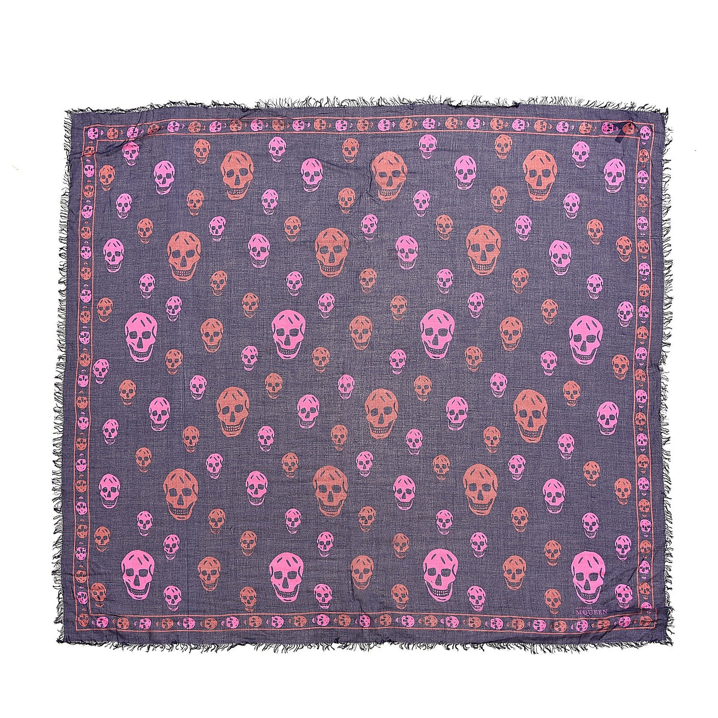Modal Silk Bicolor Skull Scarf Blue Pink