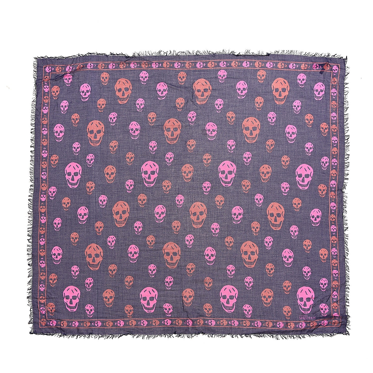 Alexander McQueen Modal Silk Bicolor Skull Scarf Blue Pink 1 of 4