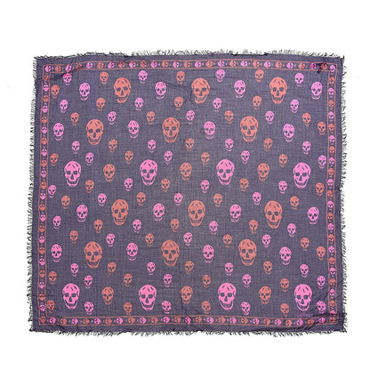 Alexander McQueen Modal Silk Bicolor Skull Scarf Blue Pink 1 of 4