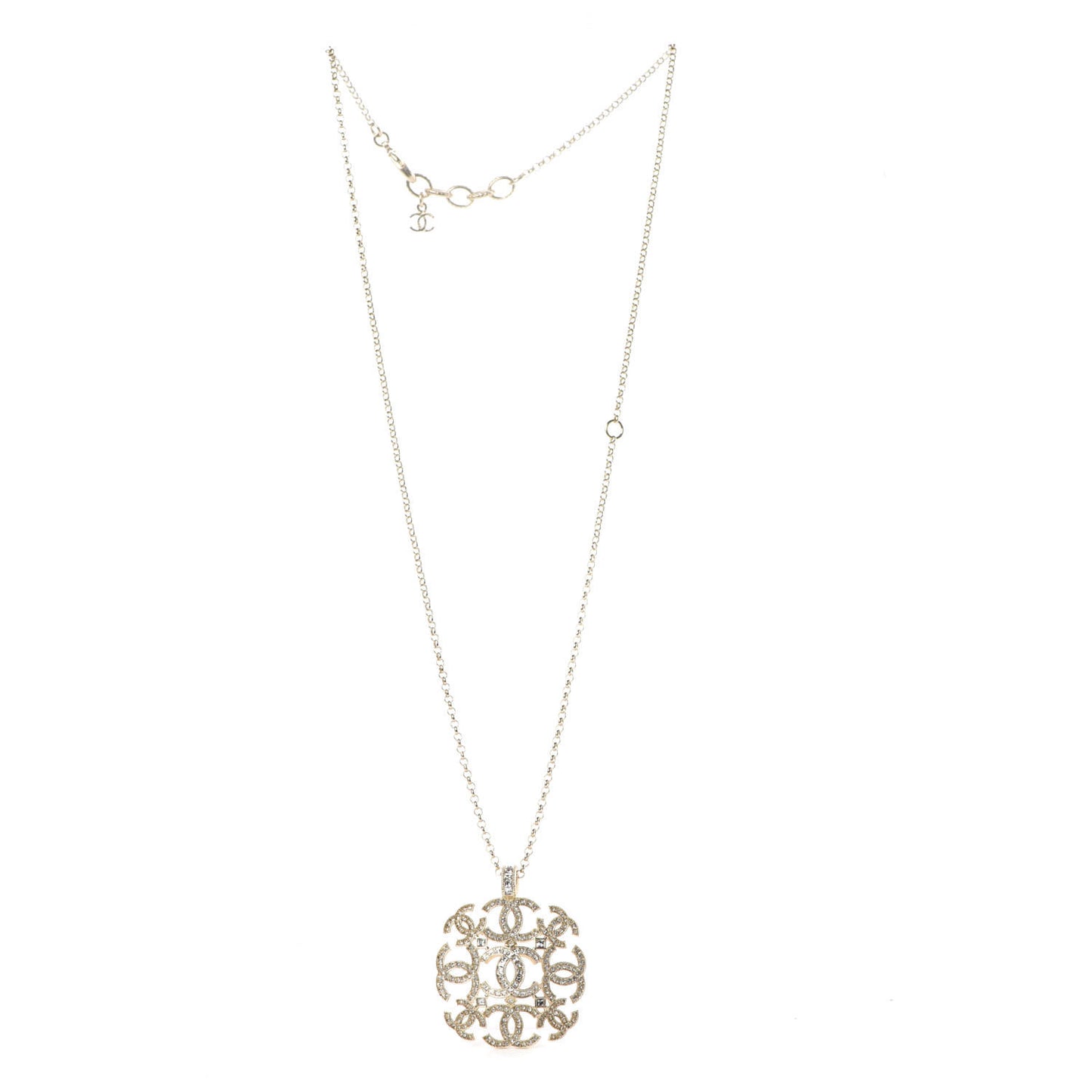 Crystal CC Pendant Necklace Gold