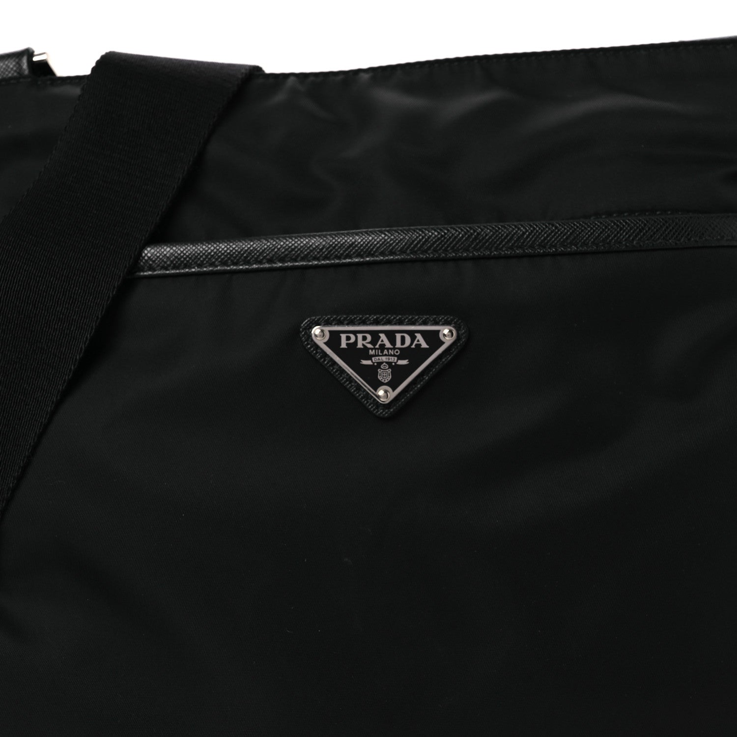 Prada Tessuto Nylon Saffiano Flat Messenger Bag Black 8 of 12
