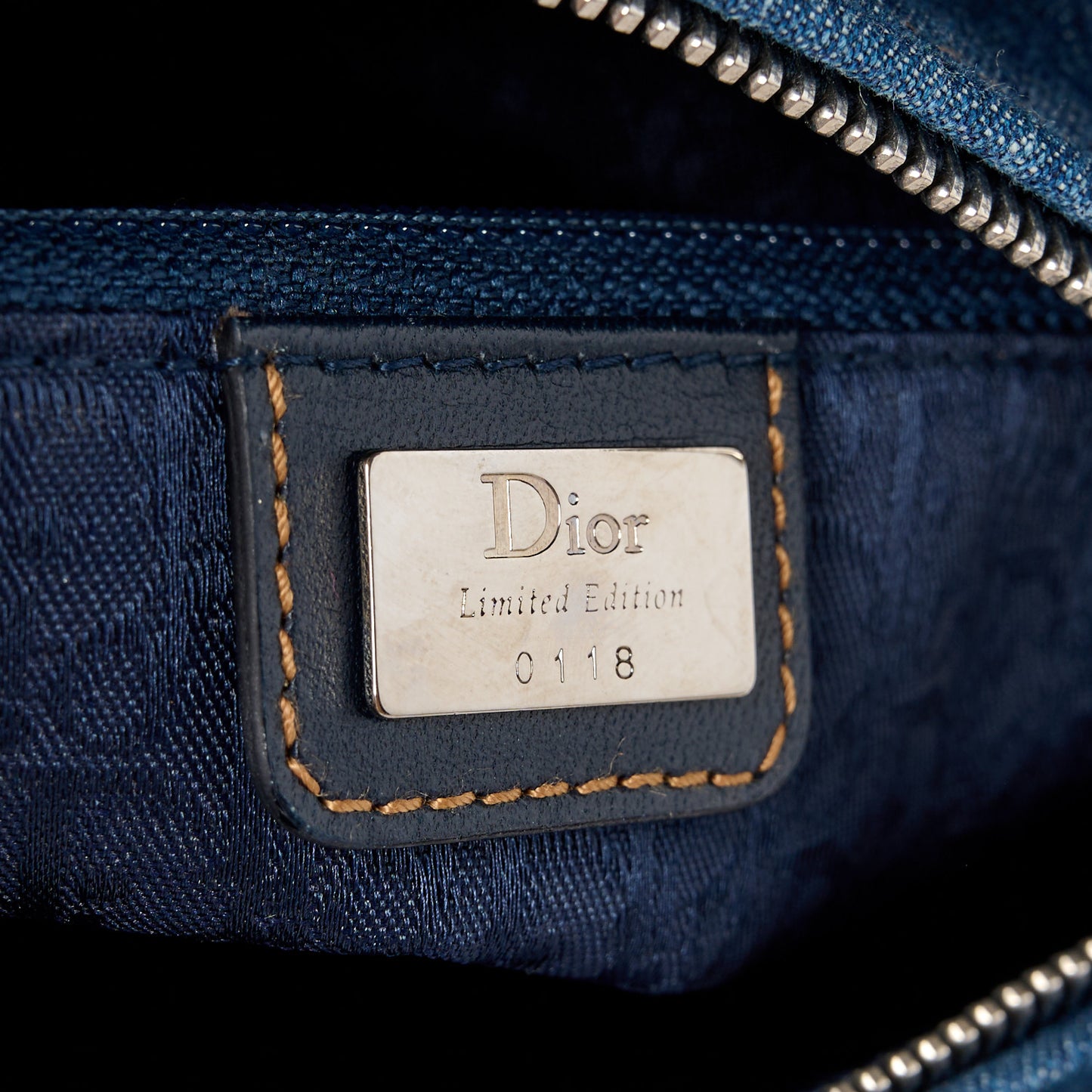 Denim Crystal Medium Lady Dior Blue