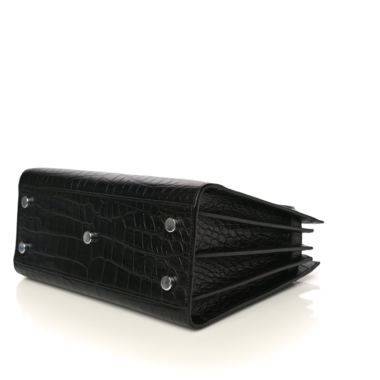 Calfskin Crocodile Embossed Baby Sac De Jour Black