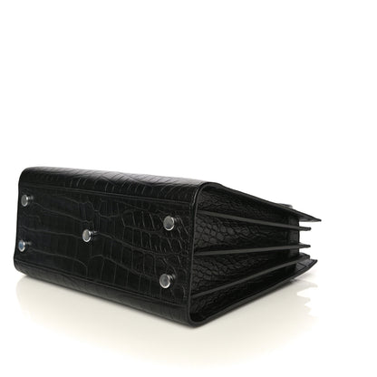 Saint Laurent Calfskin Crocodile Embossed Baby Sac De Jour Black 8 of 9
