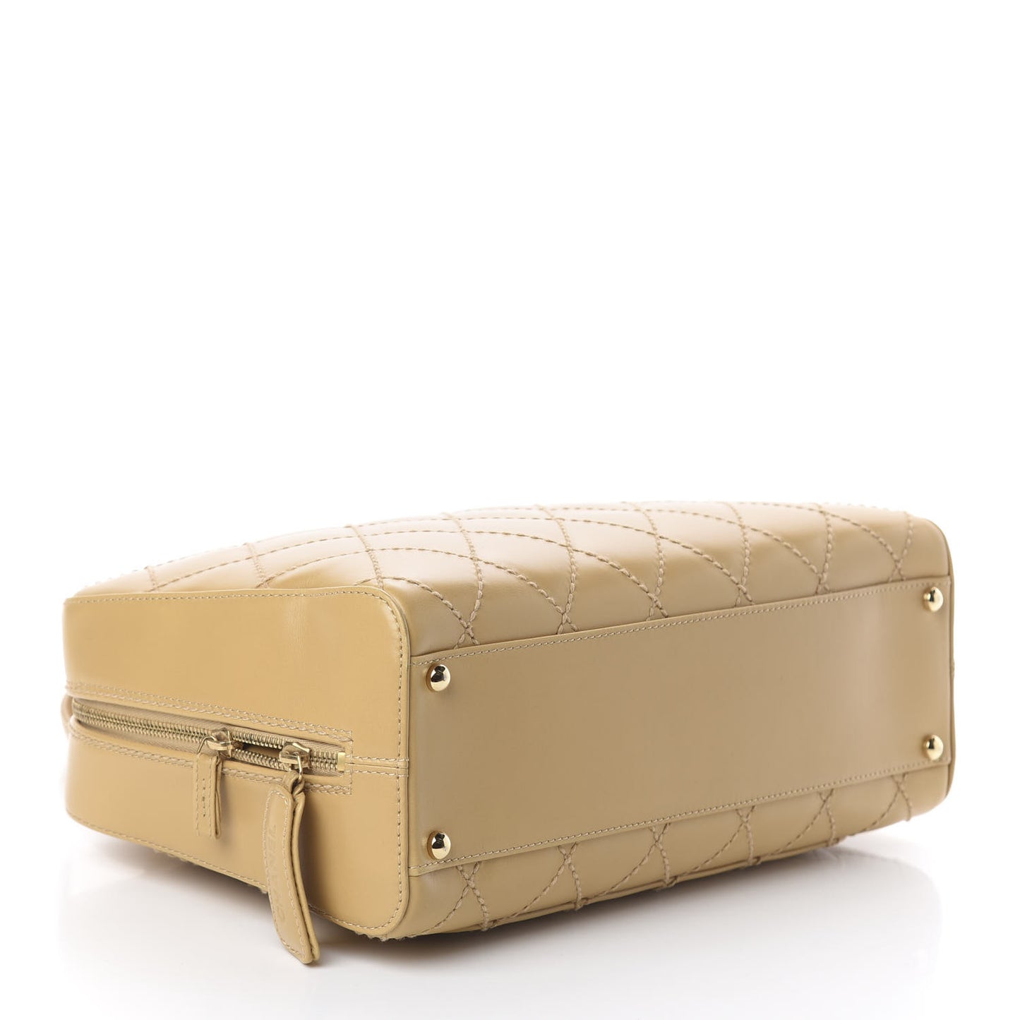 Calfskin Stitch Surpique Bowler Beige