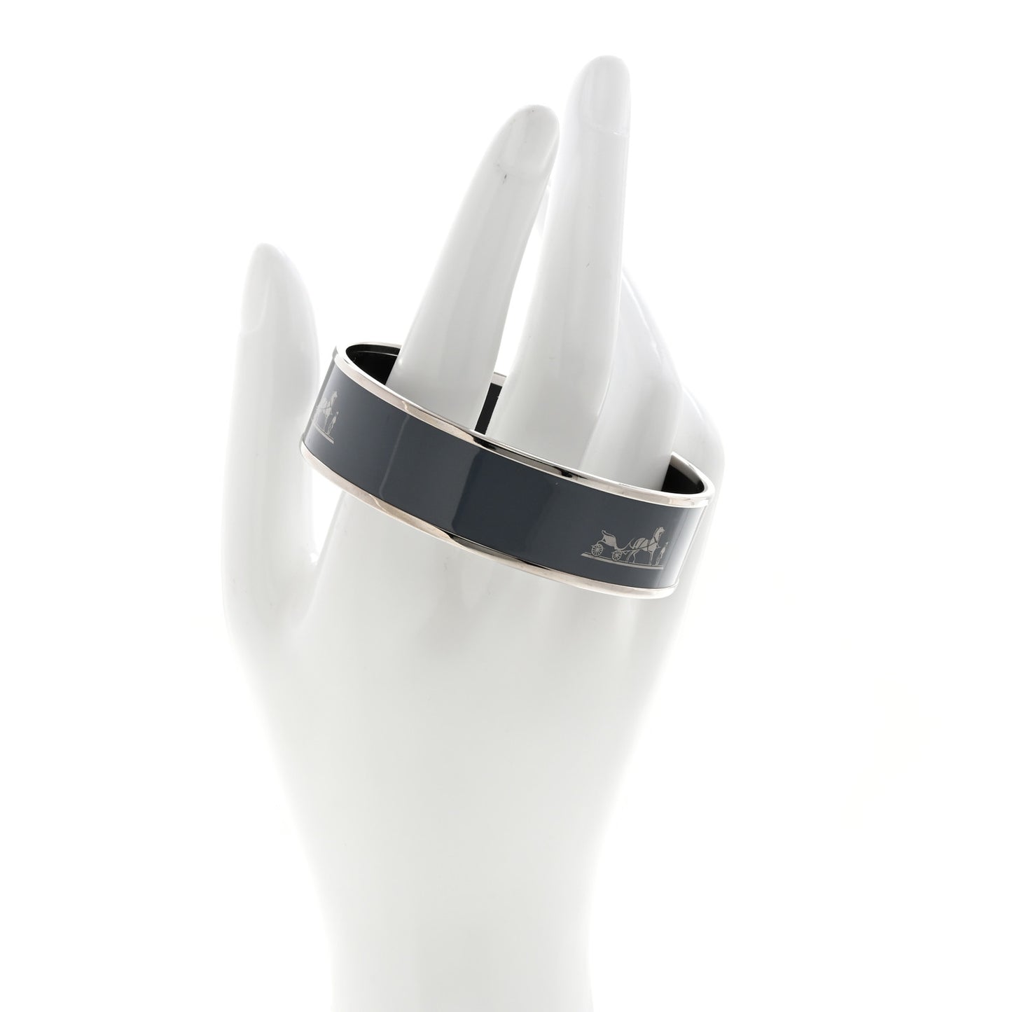 Enamel Printed Caleche Wide Bracelet 62 Gris Macadam