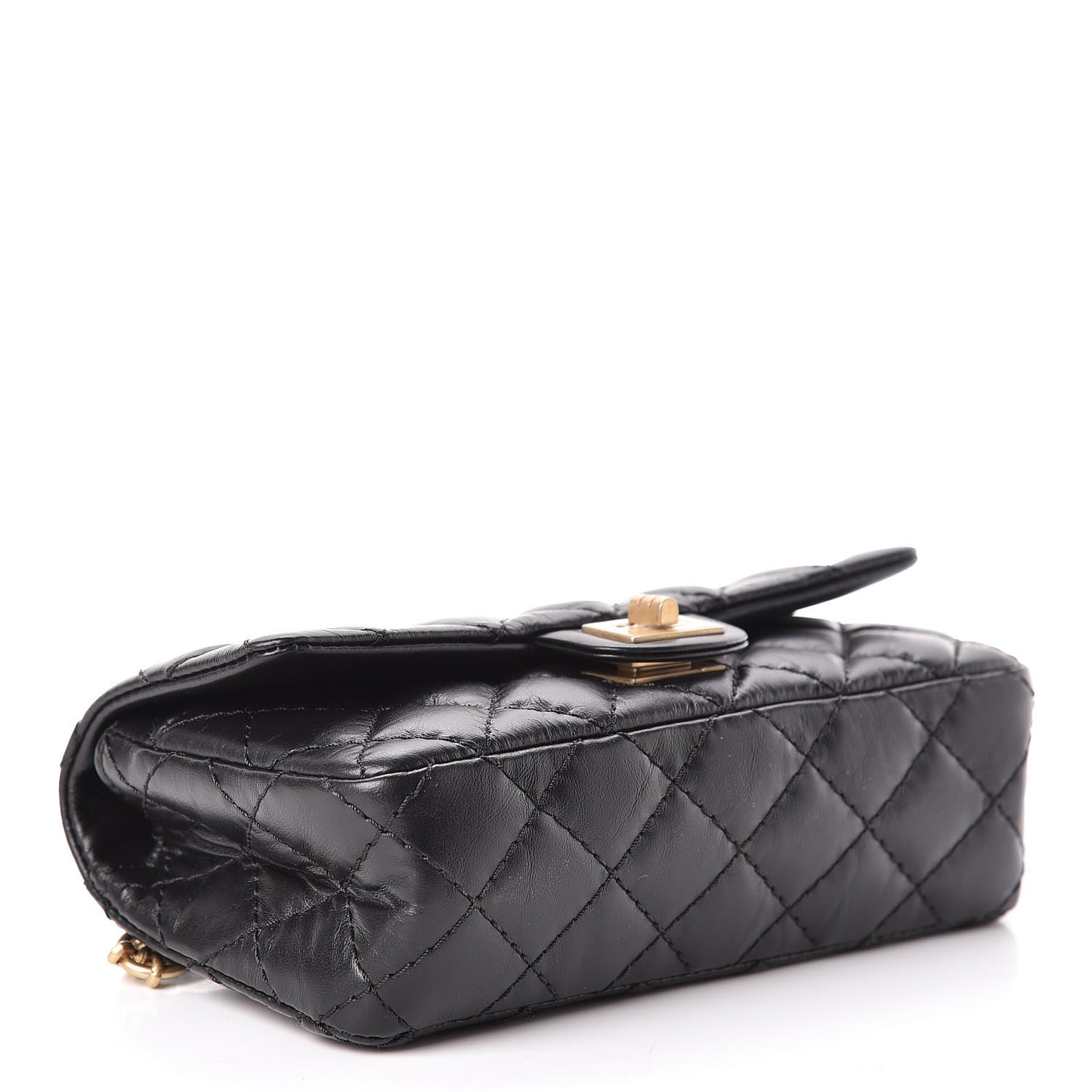 Aged Calfskin Quilted 2.55 Reissue Flap Belt Bag Clutch Black