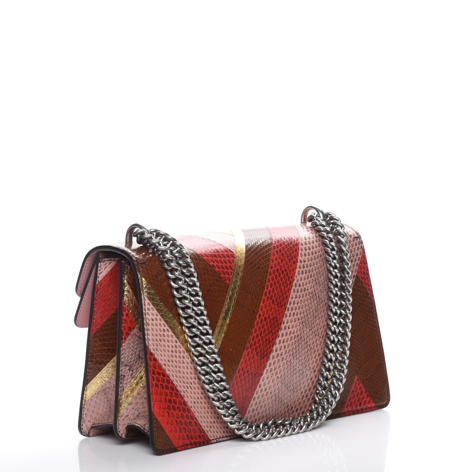 Gucci Ayers Snakeskin Chevron Small Dionysus Shoulder Bag Pink 3 of 7