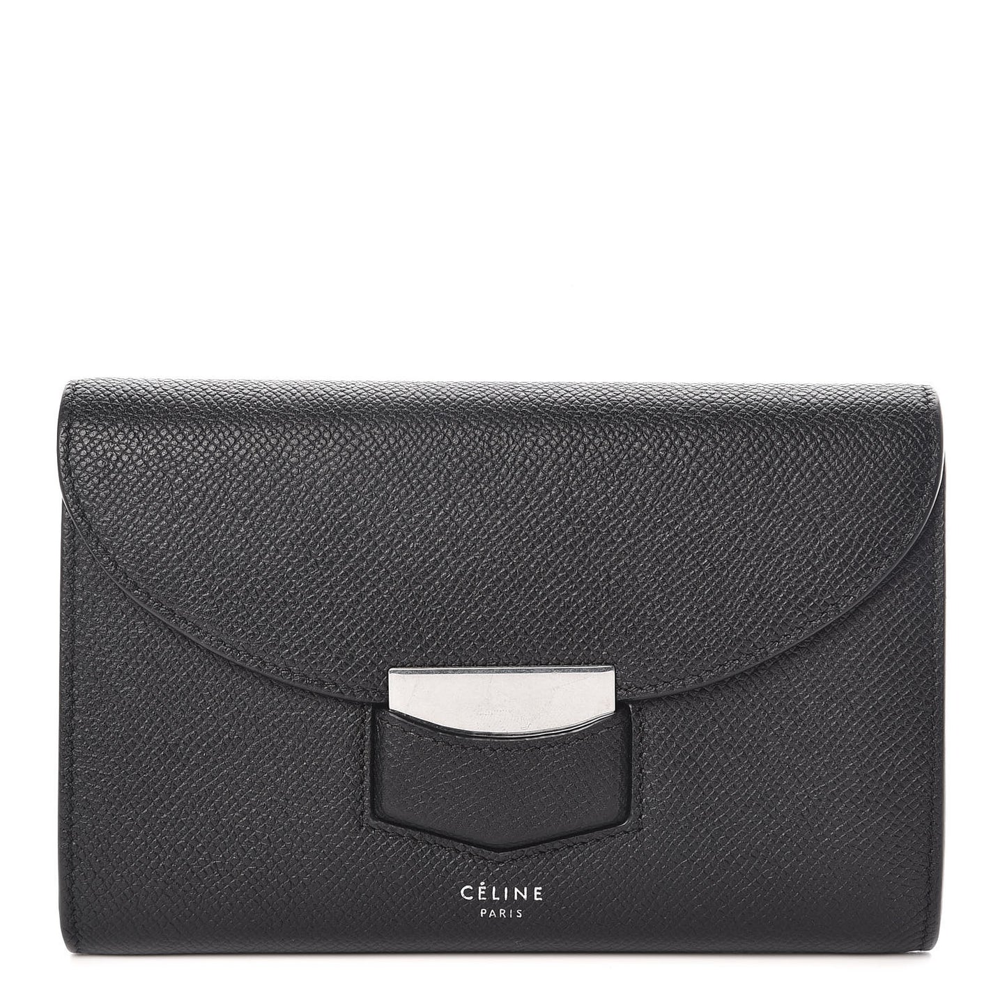 Grained Calfskin Medium Trotteur Multifunction Flap Wallet Black