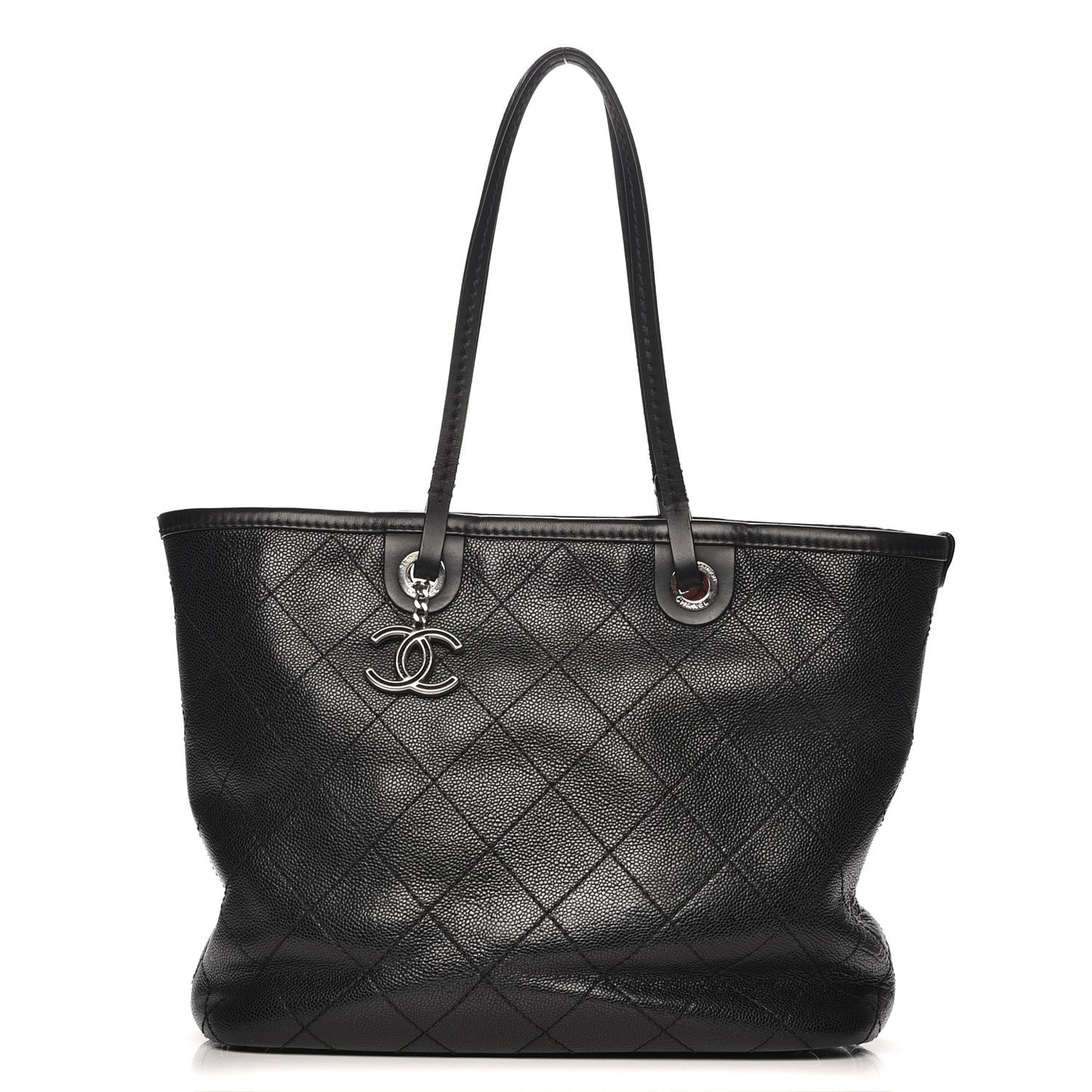 Grained Calfskin Shopping Fever Tote Black