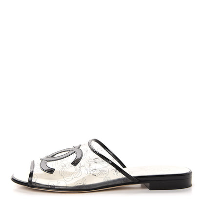 Chanel Patent PVC CC Sandal Mule 37 Black 1 of 11