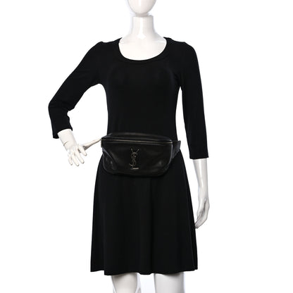 Saint Laurent Calfskin Monogram Belt Bag Black 2 of 8