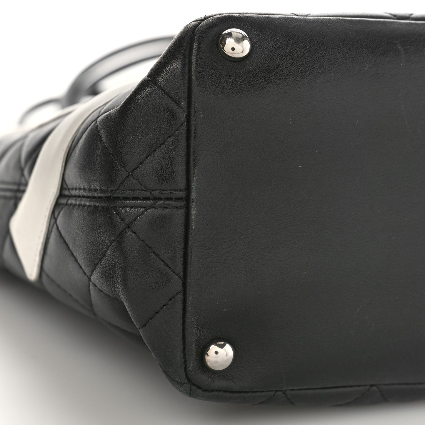 Calfskin Quilted Medium Cambon Tote Black White