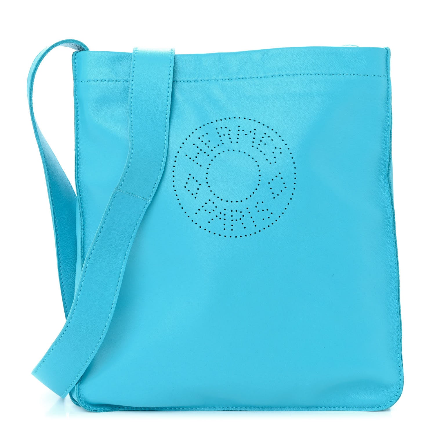 Hermes Lambskin Clou De Selle Pouch Bleu Paon 1 of 11