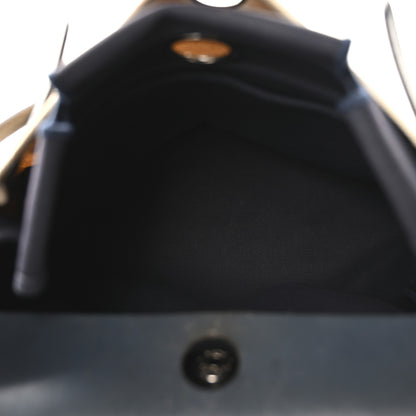 Hermes Toile Vache Calfskin Herbag PM 30 Navy Bleu Natural 6 of 11
