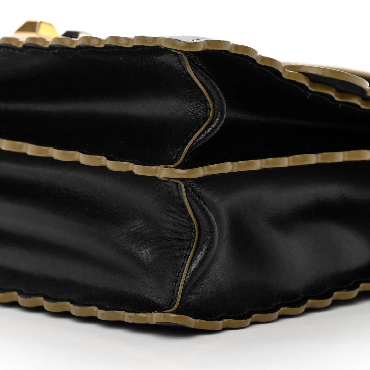 Vitello Liberty Scalloped Studded Kan I Shoulder Bag Black