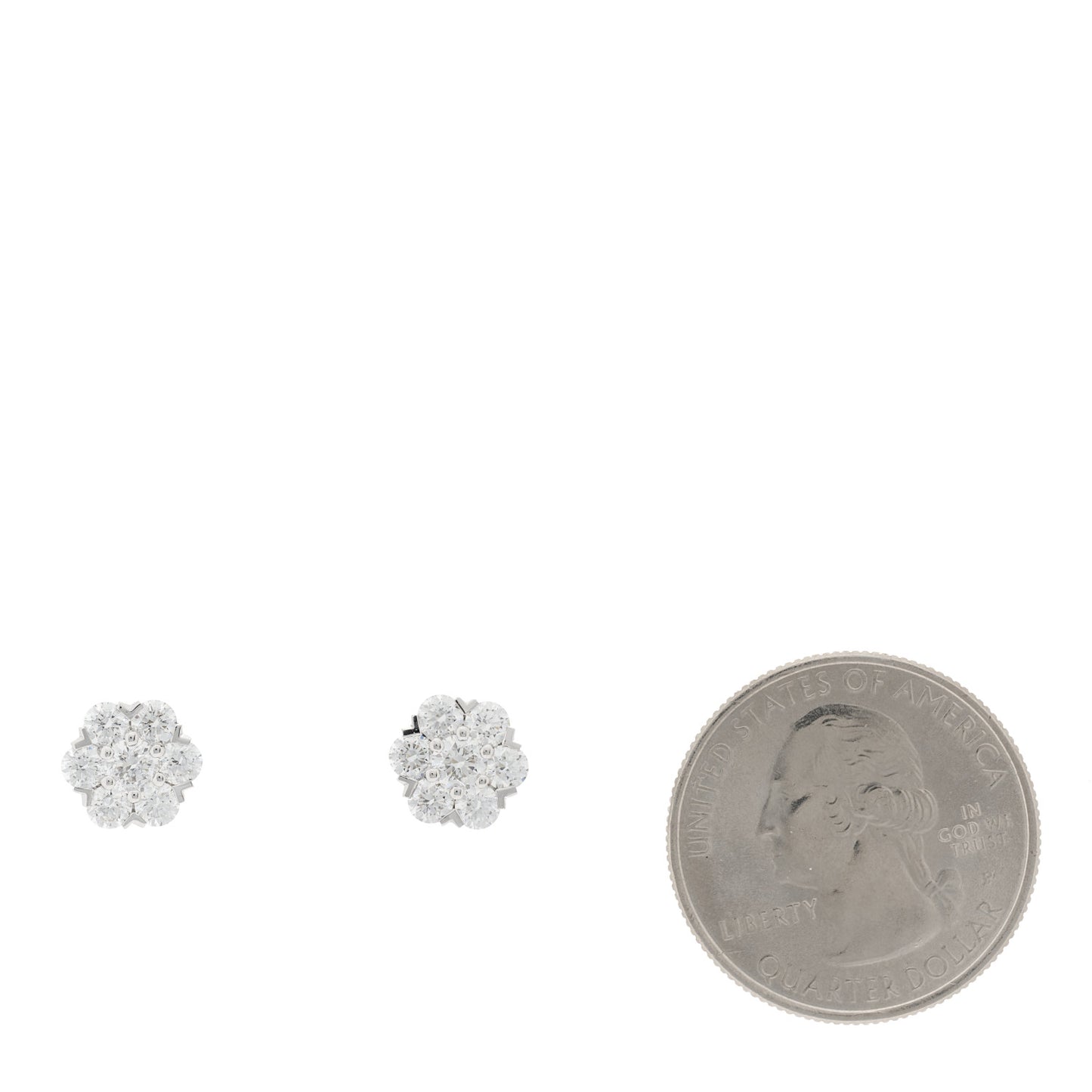 18K White Gold Diamond Fleurette Earrings