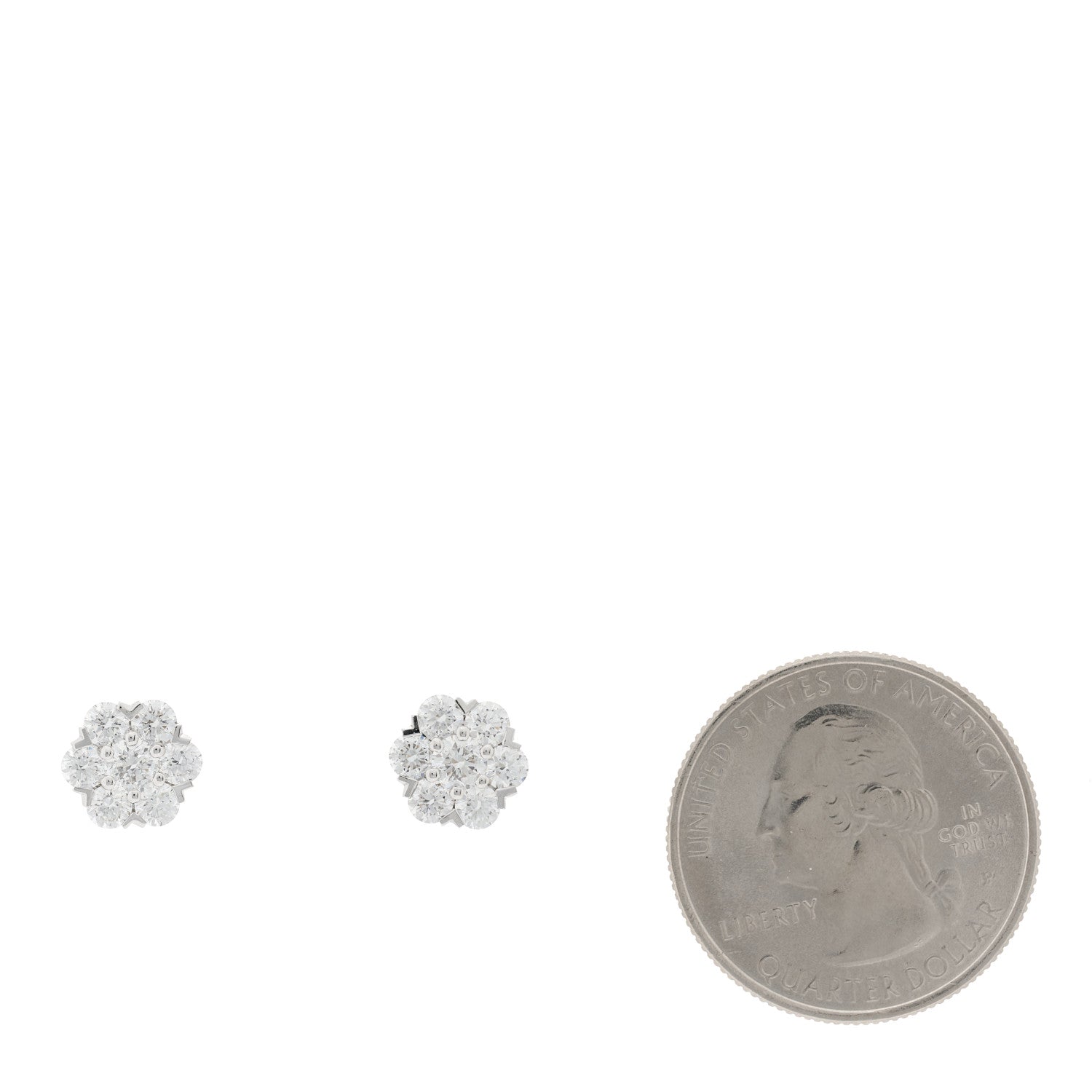 Van Cleef & Arpels 18K White Gold Diamond Fleurette Earrings 2 of 5