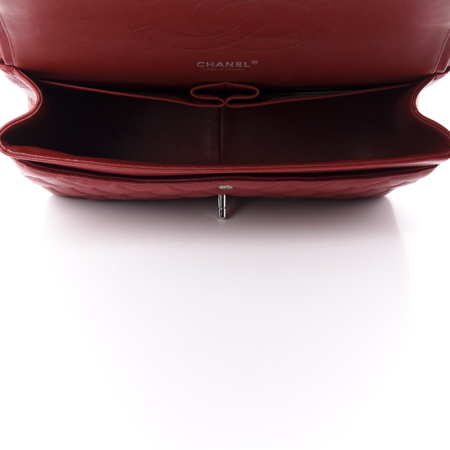 Caviar Quilted Jumbo Double Flap Red