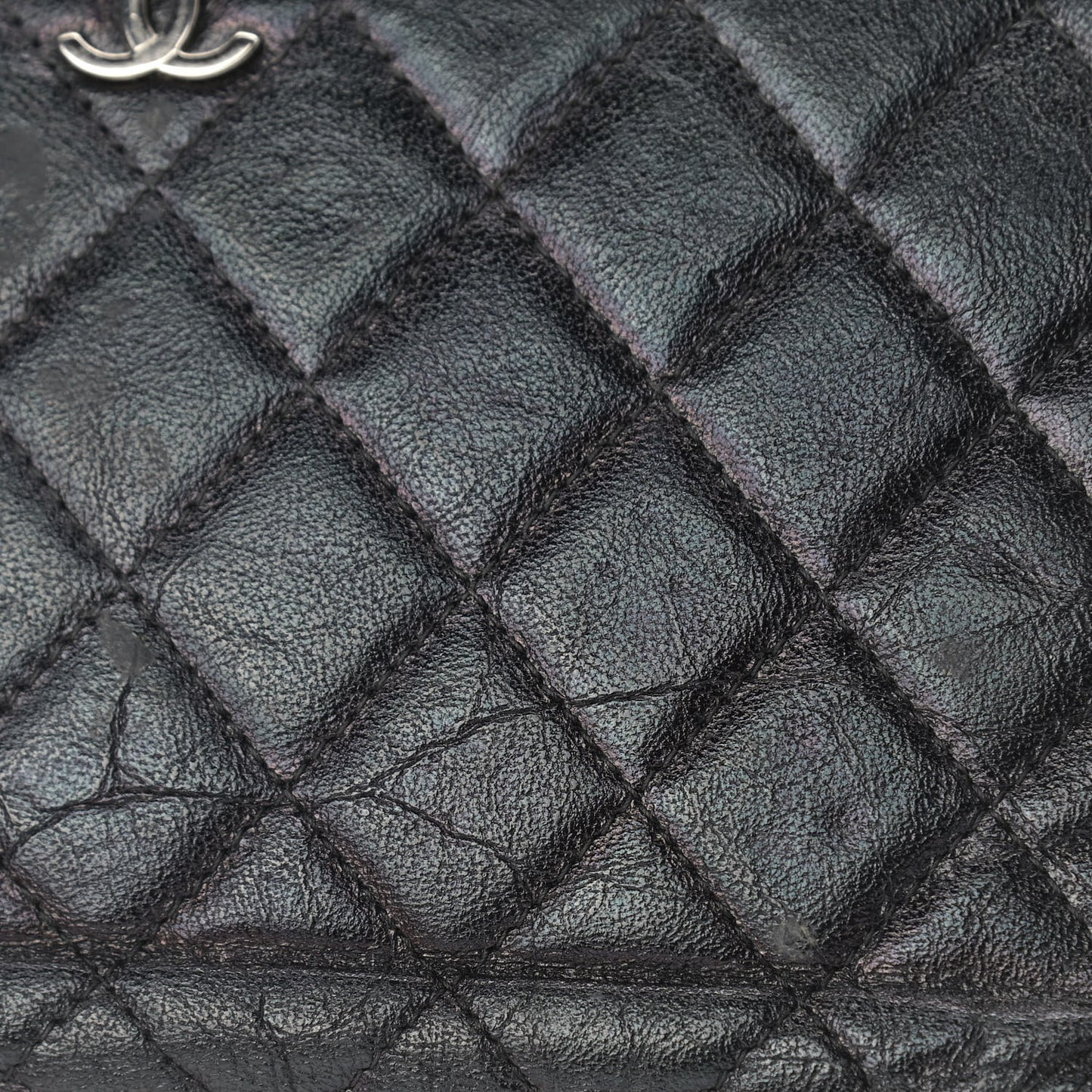 Calfskin Quilted Large Zip Around Organizer Wallet Black