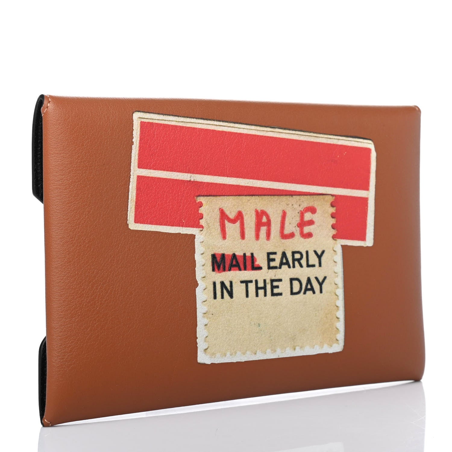 Loewe Calfskin Mail Print Envelope Pouch Tan 3 of 5
