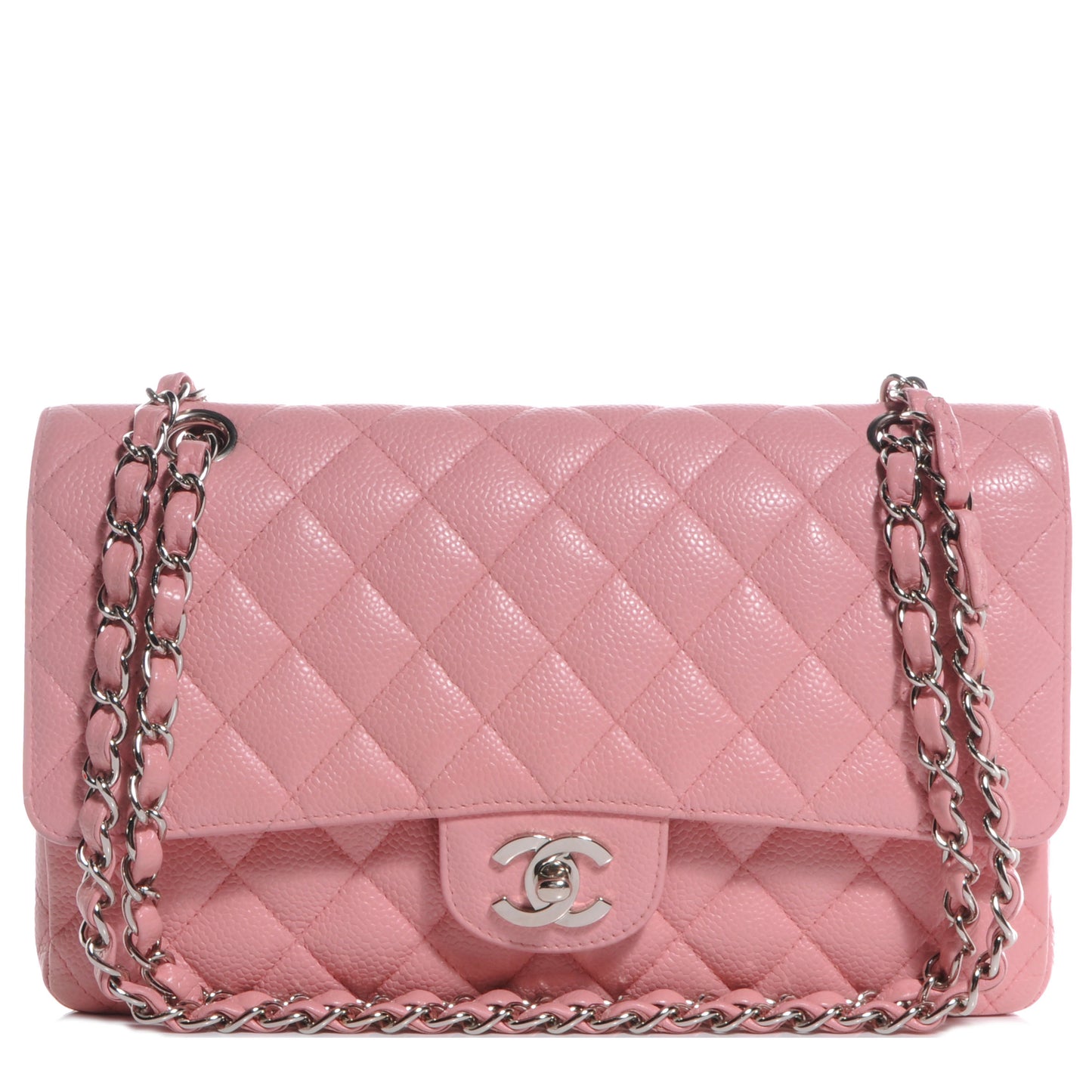 Caviar Medium Double Flap Pink