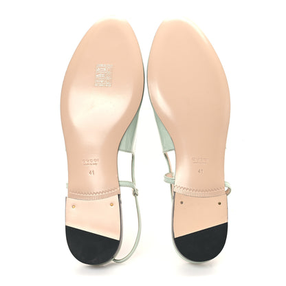 Gucci Vernice Crystal GG Ballet Flats 41 Salvy Green 6 of 10