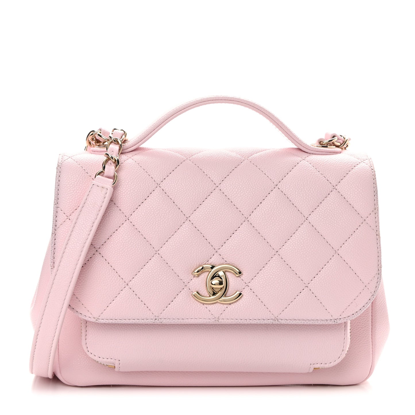 Caviar Quilted Medium Business Affinity Flap Light Pink