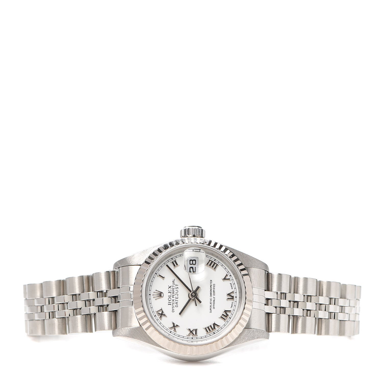 Rolex Stainless Steel 18K White Gold 26mm Oyster Perpetual Datejust Watch White Roman 79174 2 of 5