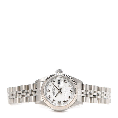 Rolex Stainless Steel 18K White Gold 26mm Oyster Perpetual Datejust Watch White Roman 79174 2 of 5
